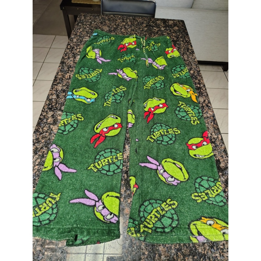Nickelodeon TMNT Teenage Mutant Ninja Turtles Pajama Pants Green Fleece Mens XL